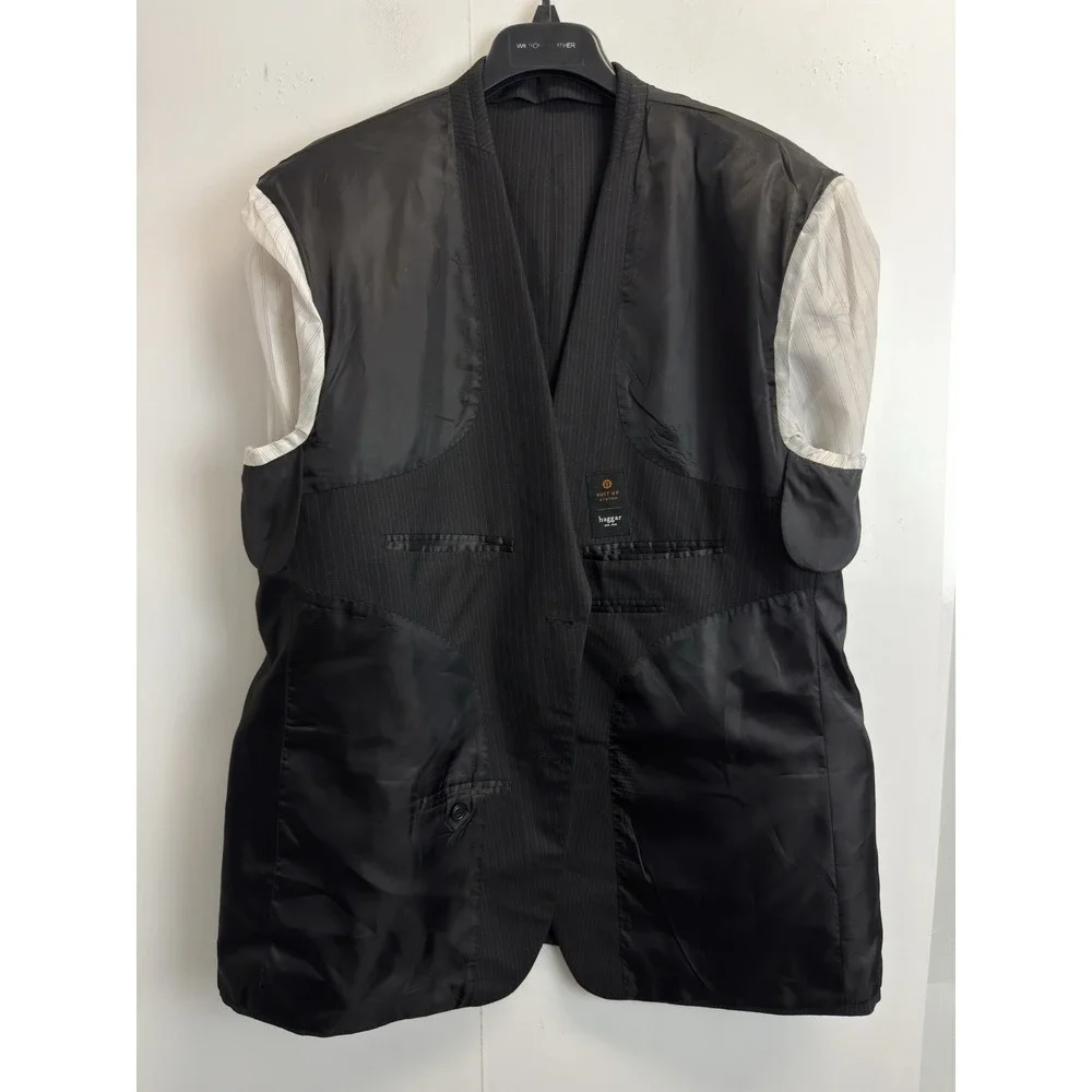 HAGGAR Suit Up System Blazer Jacket Men's‎ Size 48R Black Pinstripe